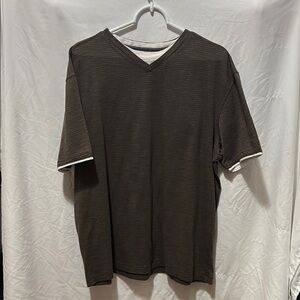 Brown Short Sleeve V-Neck Tee Relaxed Fit